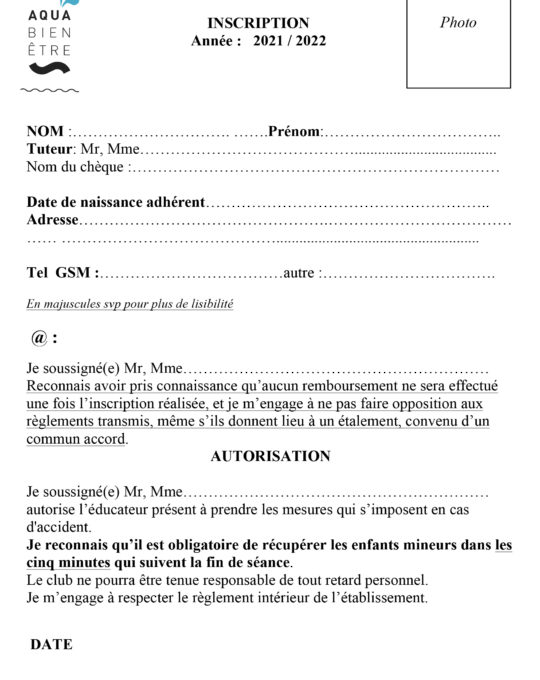 fiche inscription papier